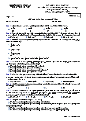 Đề kiểm tra Toán 12 - Mã đề thi 222